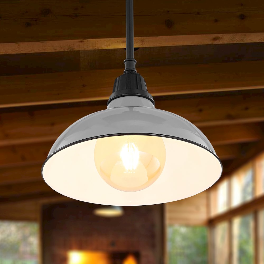 Jasper Farmhouse Industrial Indoor/Outdoor Iron Led Pendant. Picture 7