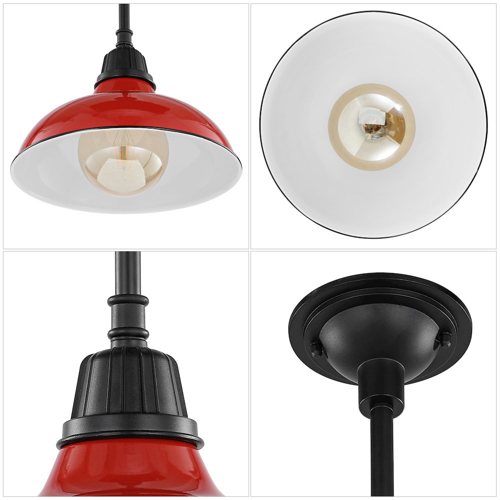 Jasper Farmhouse Industrial Indoor/Outdoor Iron Led Pendant. Picture 4