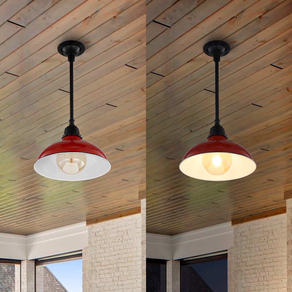 Jasper Farmhouse Industrial Indoor/Outdoor Iron Led Pendant. Picture 8