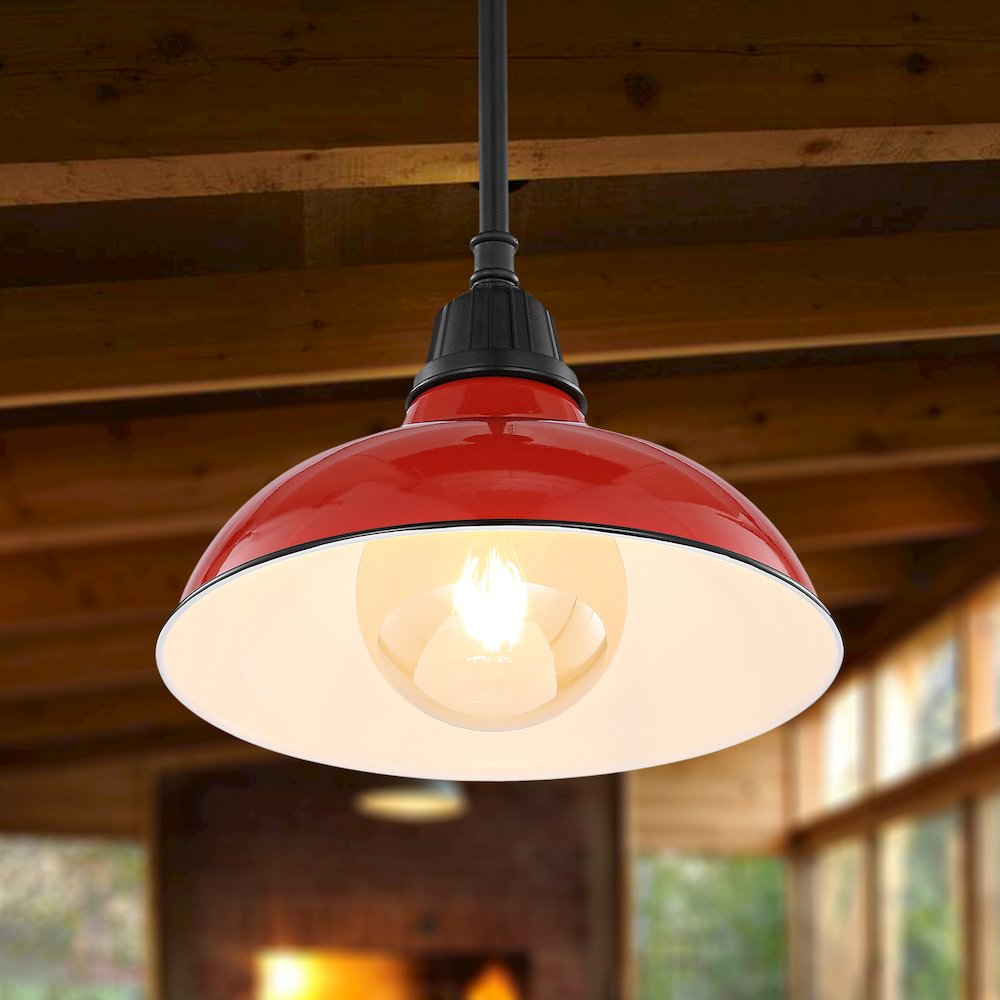 Jasper Farmhouse Industrial Indoor/Outdoor Iron Led Pendant. Picture 7