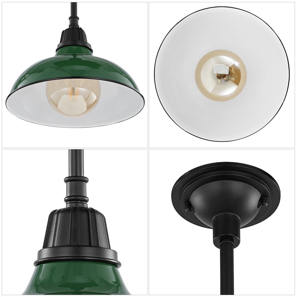 Jasper Farmhouse Industrial Indoor/Outdoor Iron Led Pendant. Picture 4