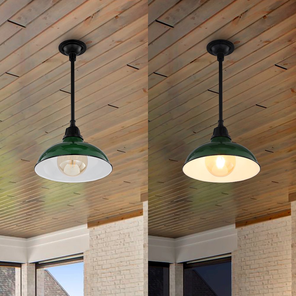 Jasper Farmhouse Industrial Indoor/Outdoor Iron Led Pendant. Picture 8