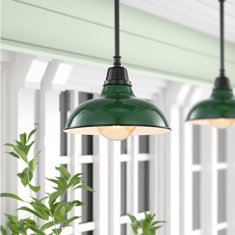 Jasper Farmhouse Industrial Indoor/Outdoor Iron Led Pendant. Picture 6