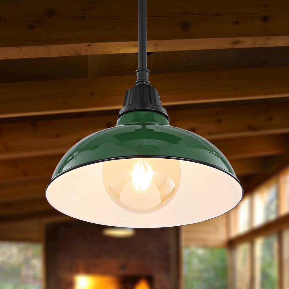 Jasper Farmhouse Industrial Indoor/Outdoor Iron Led Pendant. Picture 7