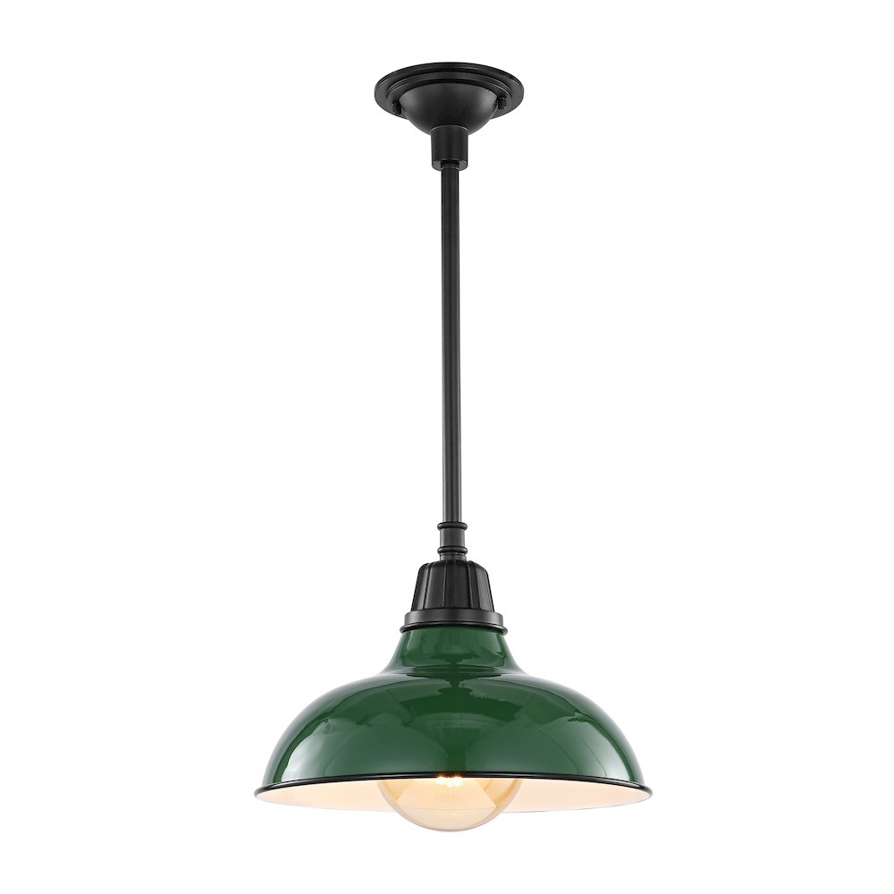 Jasper Farmhouse Industrial Indoor/Outdoor Iron Led Pendant. Picture 1