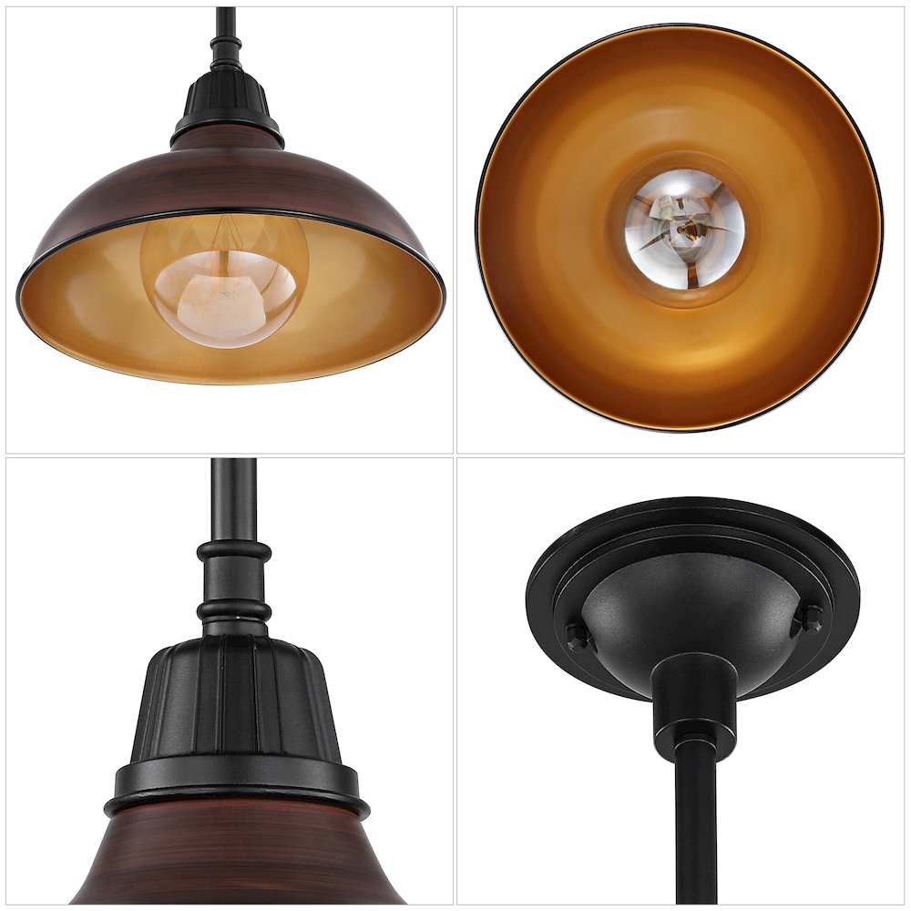 Jasper Farmhouse Industrial Indoor/Outdoor Iron Led Pendant. Picture 4