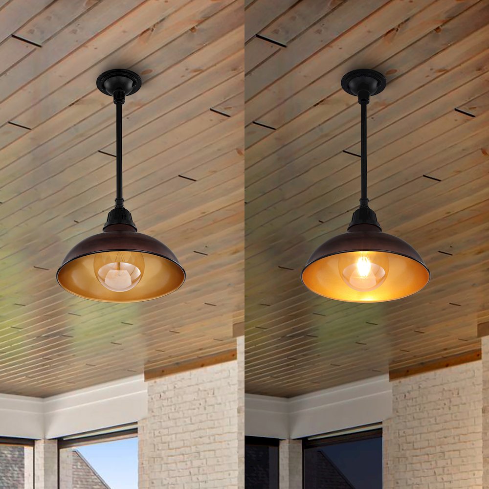 Jasper Farmhouse Industrial Indoor/Outdoor Iron Led Pendant. Picture 8