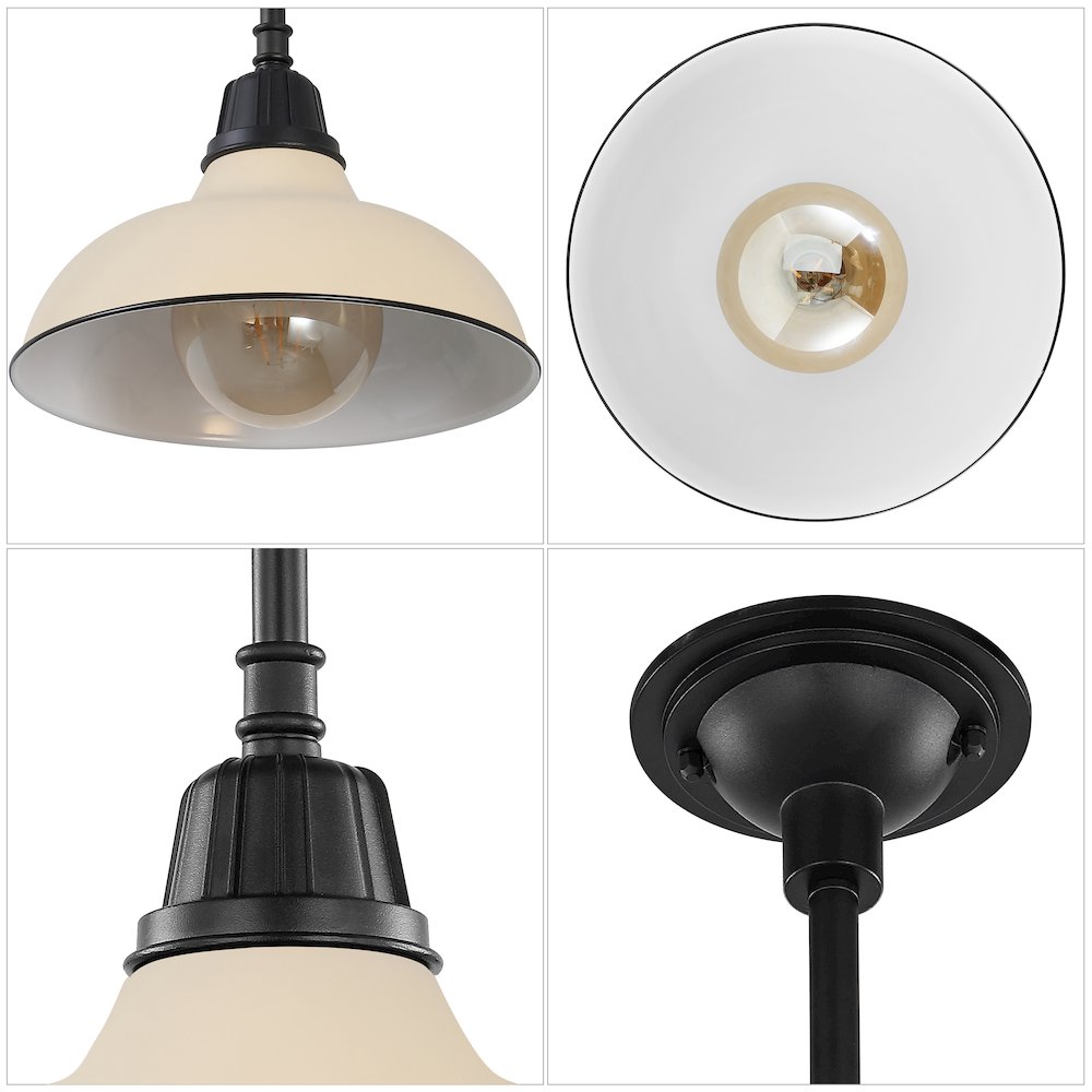 Jasper 12.25" 1-Light Industrial Indoor/Outdoor Iron LED Pendant, Matte Almond. Picture 4