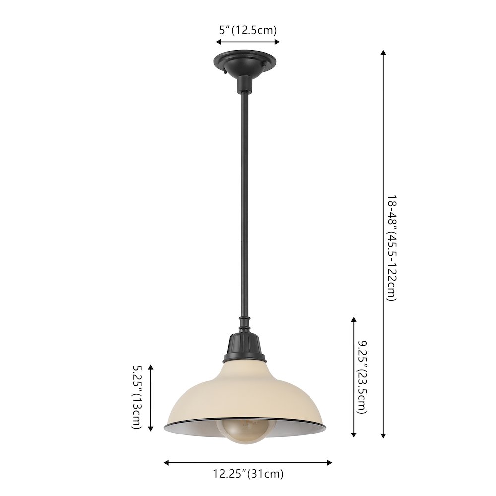 Jasper 12.25" 1-Light Industrial Indoor/Outdoor Iron LED Pendant, Matte Almond. Picture 6