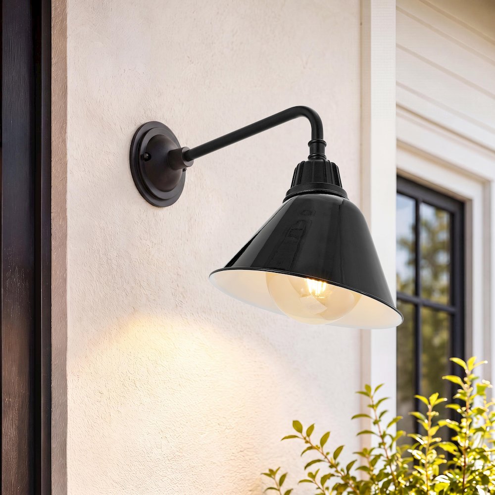 Industrial Indoor/Outdoor Iron Led Gooseneck Arm Outdoor Sconce. Picture 7