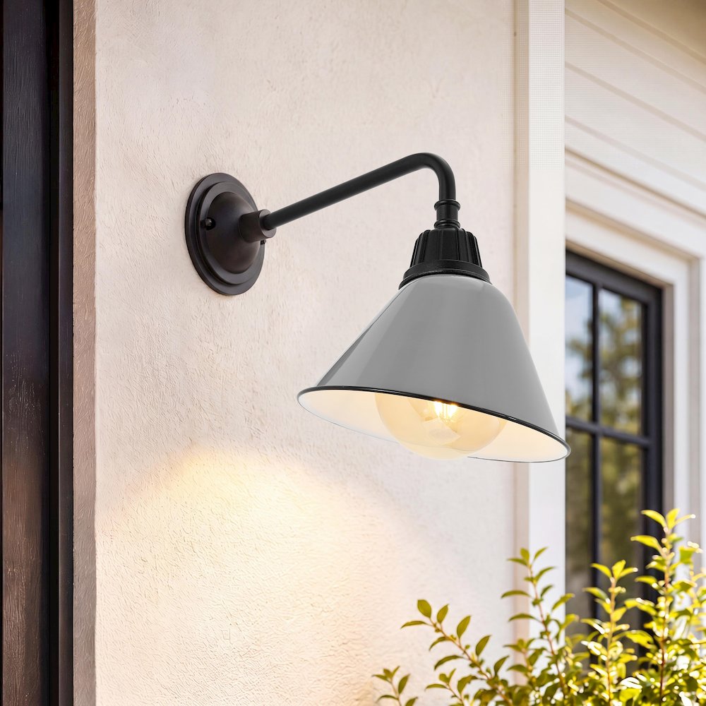 Industrial Indoor/Outdoor Iron Led Gooseneck Arm Outdoor Sconce. Picture 7