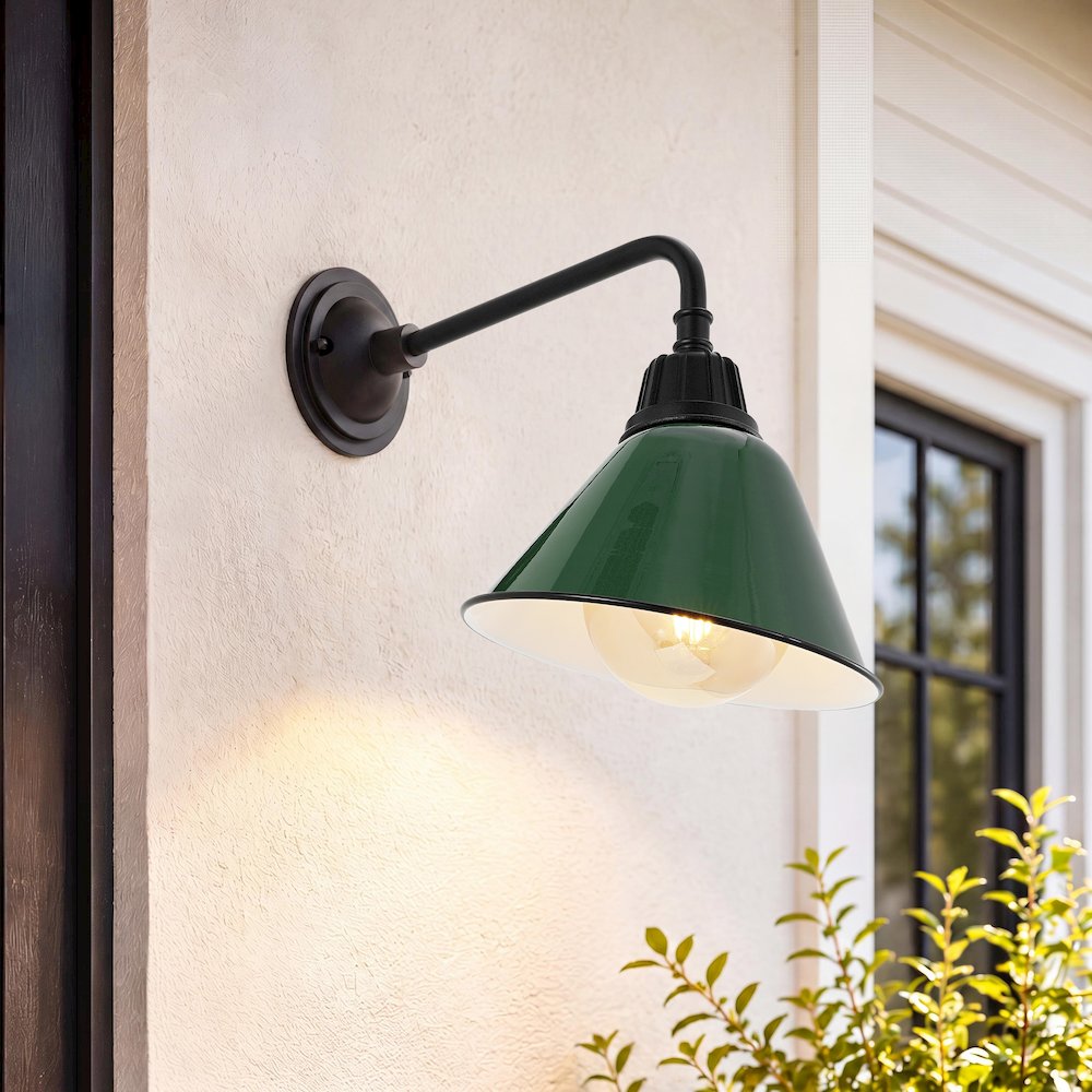 Industrial Indoor/Outdoor Iron Led Gooseneck Arm Outdoor Sconce. Picture 7
