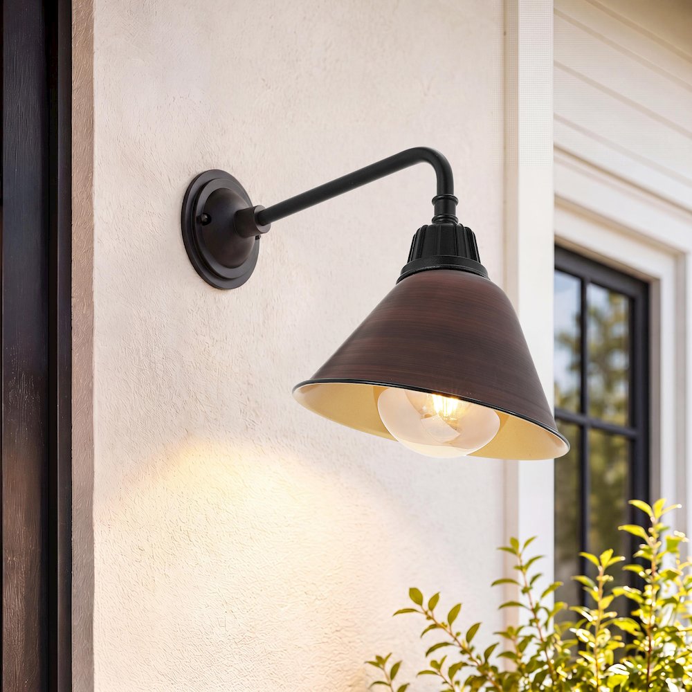 Industrial Indoor/Outdoor Iron Led Gooseneck Arm Outdoor Sconce. Picture 7
