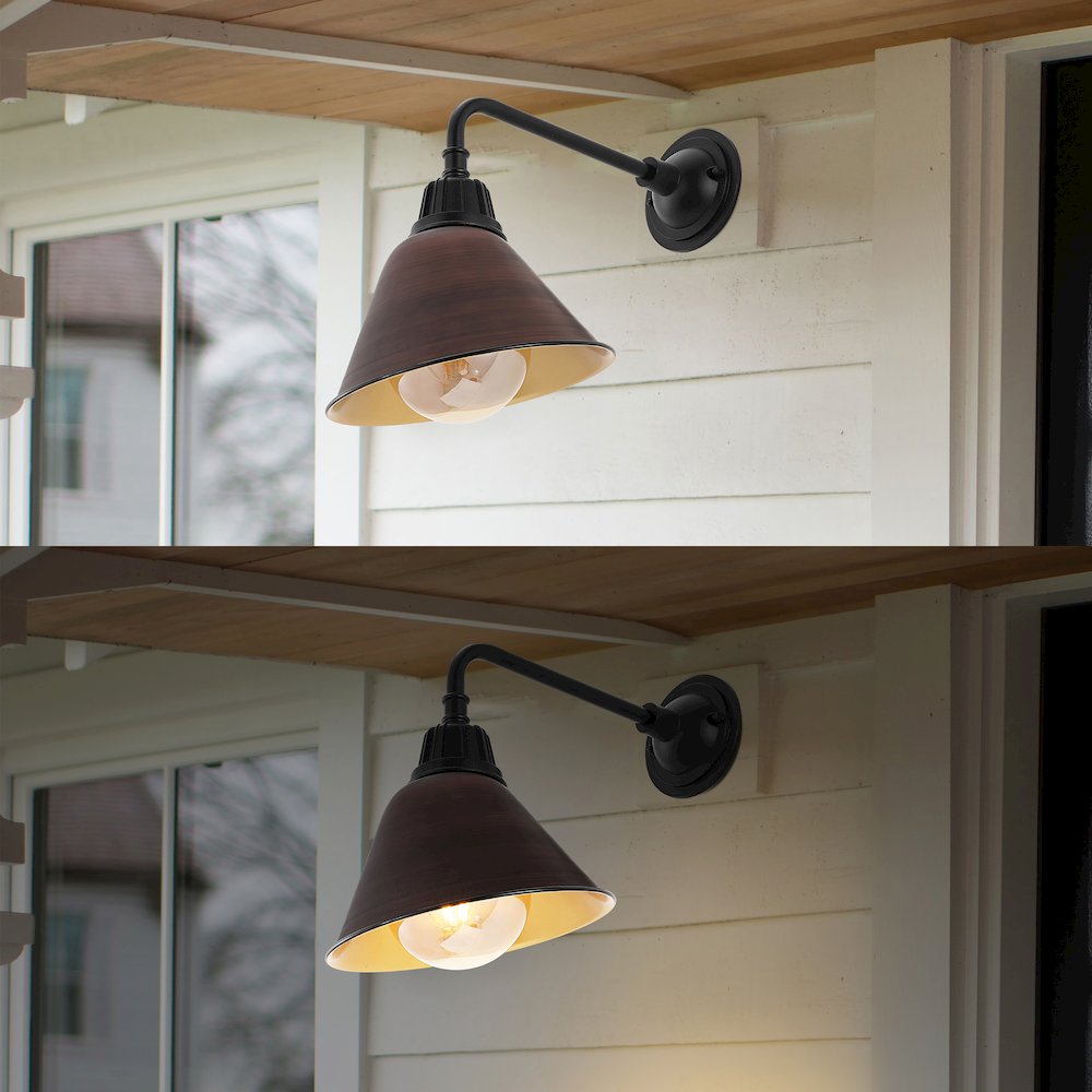 Industrial Indoor/Outdoor Iron Led Gooseneck Arm Outdoor Sconce. Picture 6