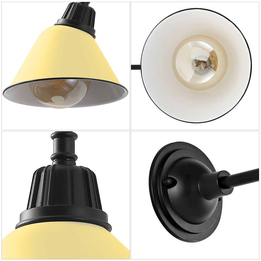 Indoor/Outdoor Iron LED Gooseneck Arm Outdoor Sconce, Matte Yellow. Picture 4