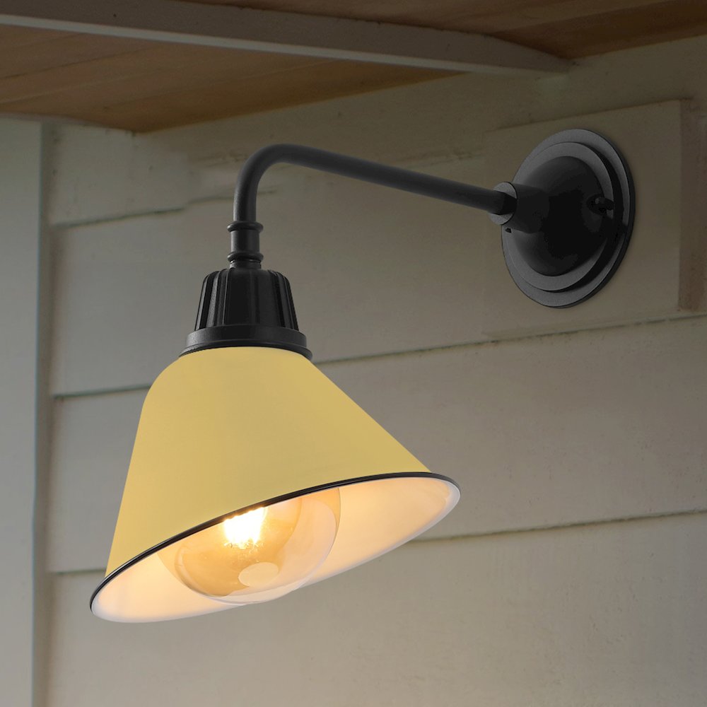 Indoor/Outdoor Iron LED Gooseneck Arm Outdoor Sconce, Matte Yellow. Picture 6