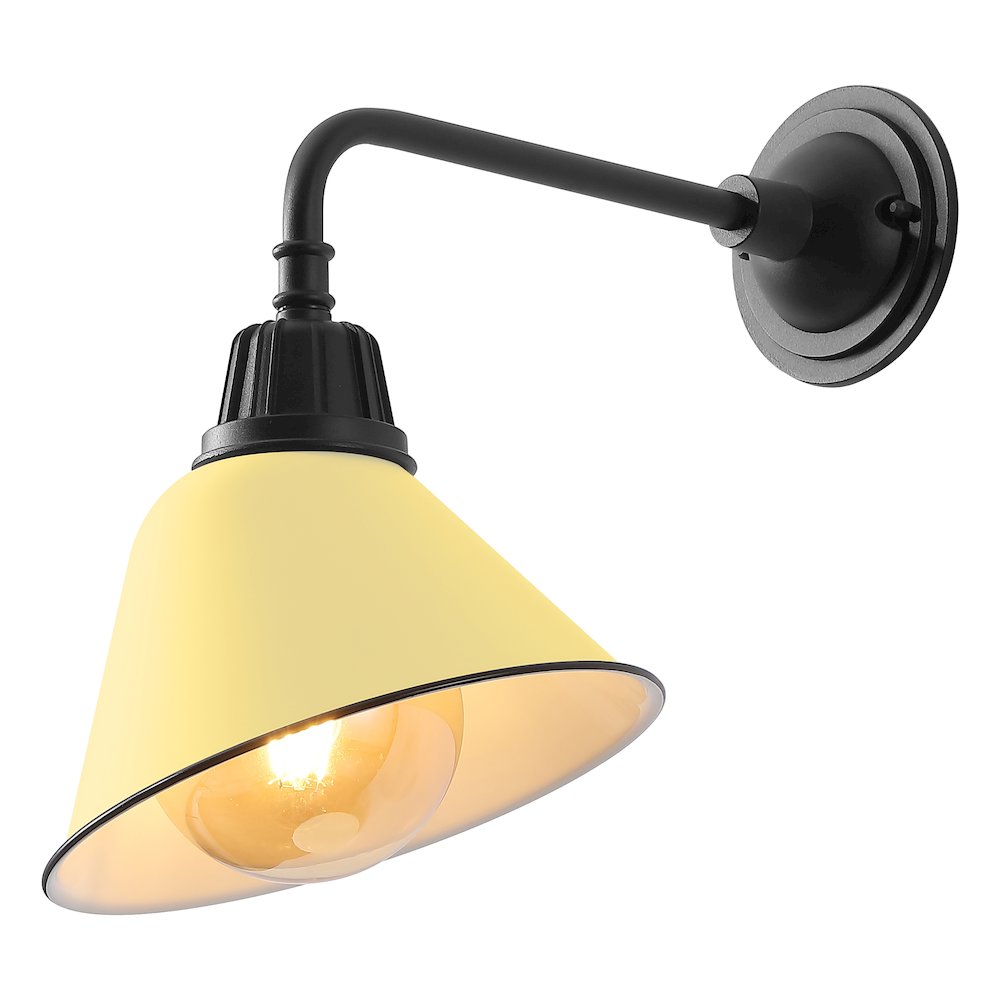 Indoor/Outdoor Iron LED Gooseneck Arm Outdoor Sconce, Matte Yellow. Picture 1