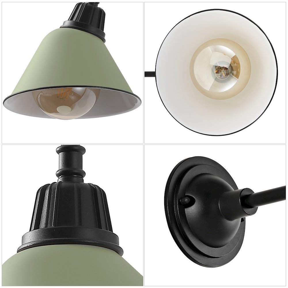 Indoor/Outdoor Iron LED Gooseneck Arm Outdoor Sconce, Matte Olive Green. Picture 4