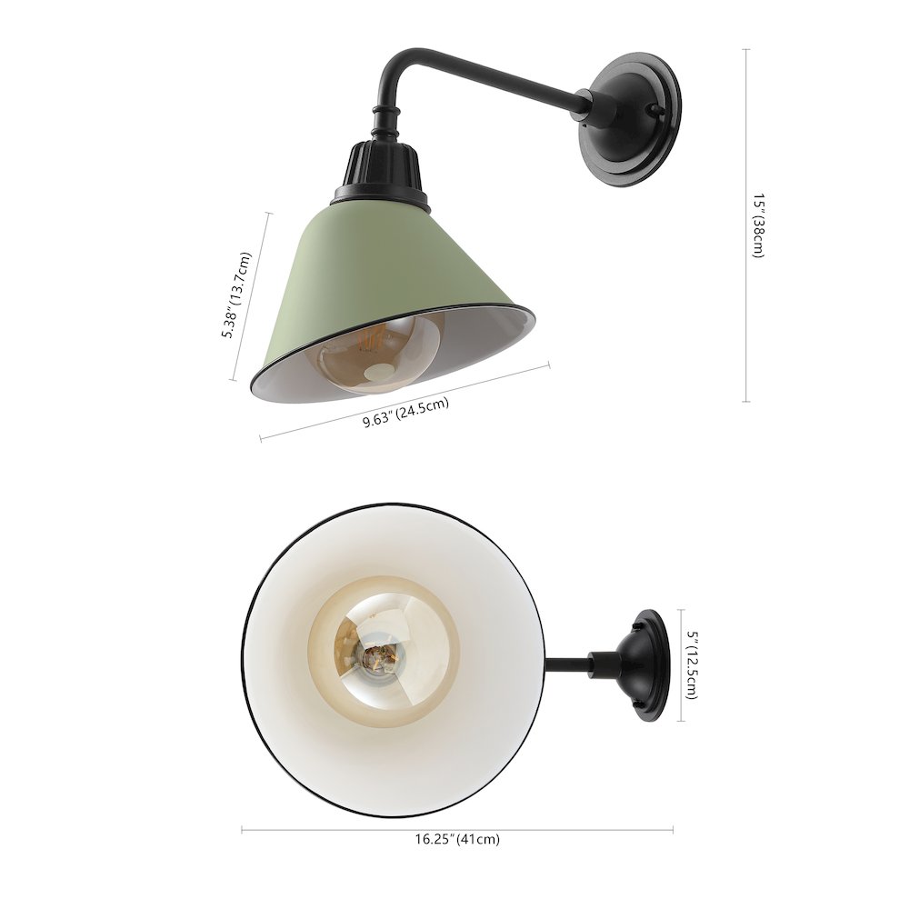 Indoor/Outdoor Iron LED Gooseneck Arm Outdoor Sconce, Matte Olive Green. Picture 3