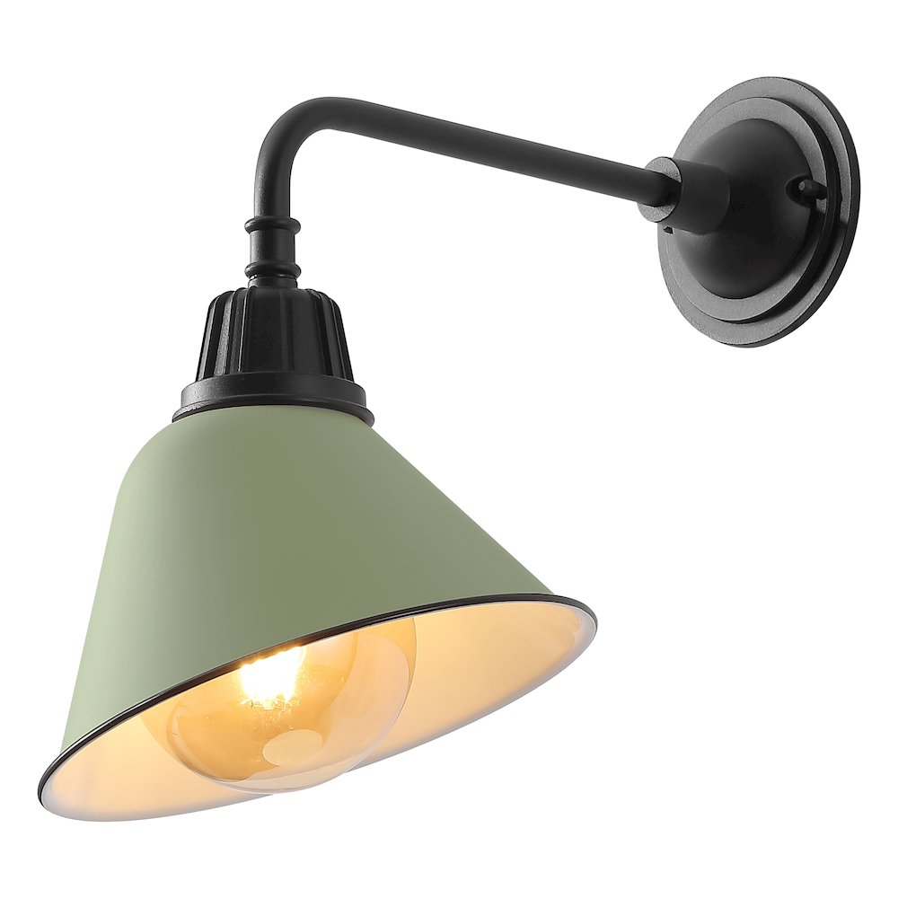 Indoor/Outdoor Iron LED Gooseneck Arm Outdoor Sconce, Matte Olive Green. Picture 1