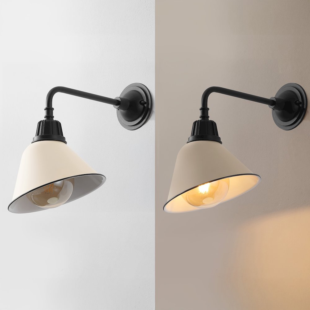 Indoor/Outdoor Iron LED Gooseneck Arm Outdoor Sconce, Matte Almond. Picture 5