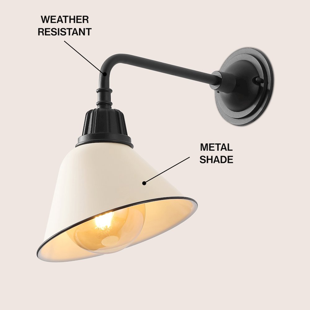 Indoor/Outdoor Iron LED Gooseneck Arm Outdoor Sconce, Matte Almond. Picture 2