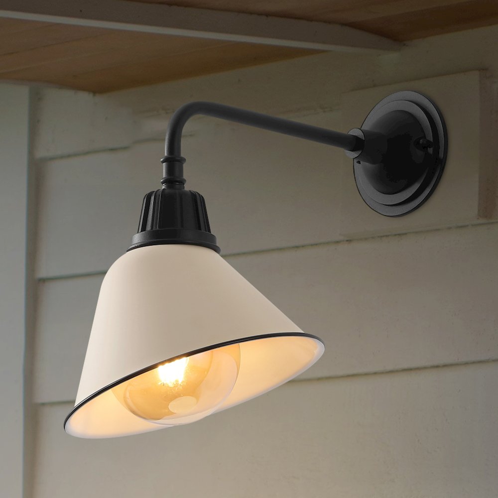 Indoor/Outdoor Iron LED Gooseneck Arm Outdoor Sconce, Matte Almond. Picture 6