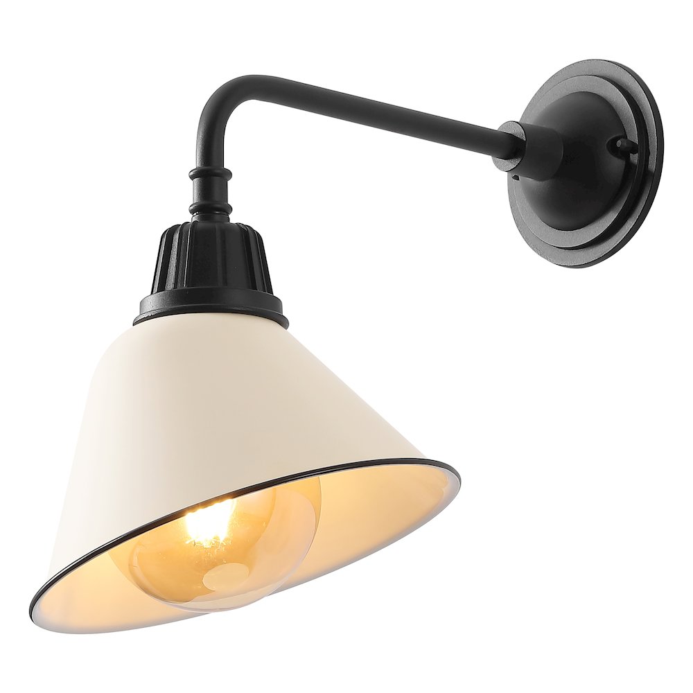 Indoor/Outdoor Iron LED Gooseneck Arm Outdoor Sconce, Matte Almond. Picture 1