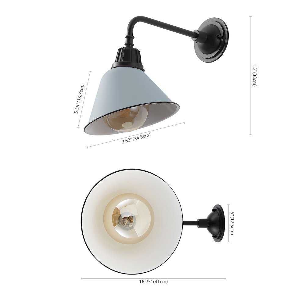 Indoor/Outdoor Iron LED Gooseneck Arm Outdoor Sconce, Matte Silver Blue. Picture 3