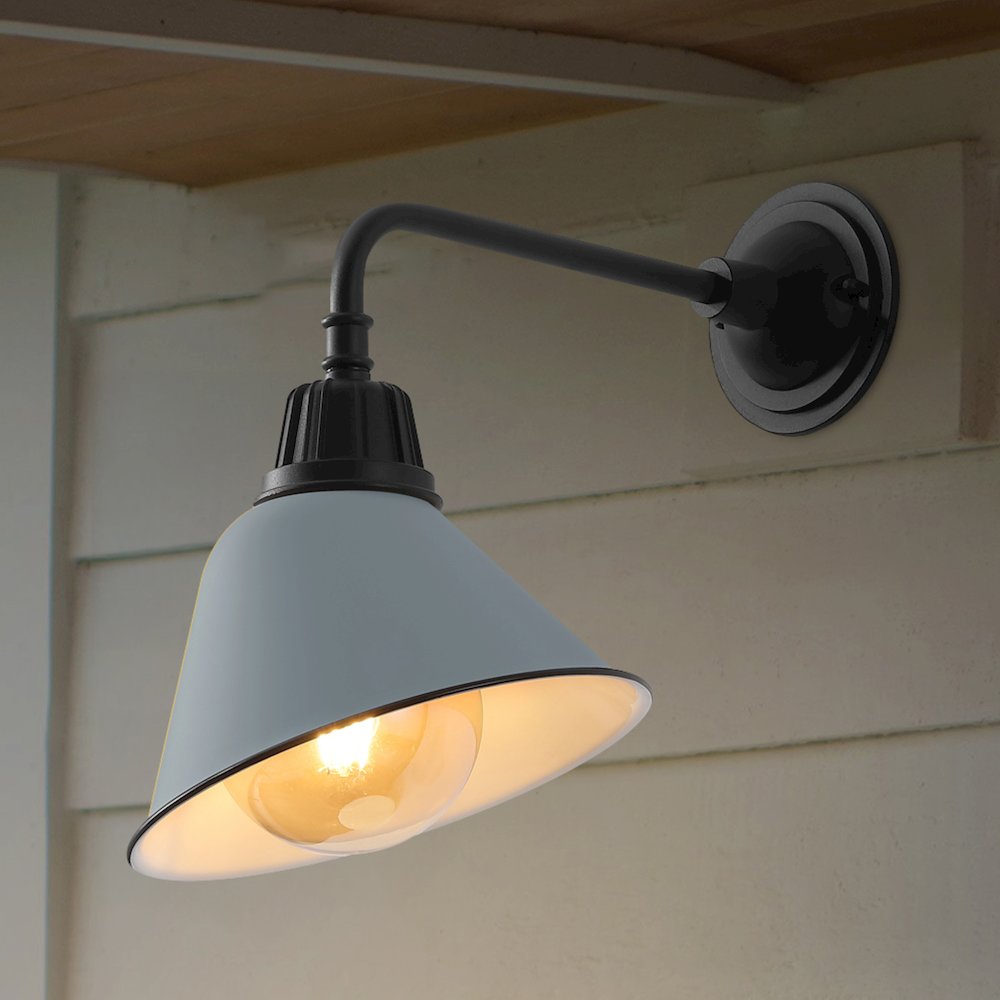 Indoor/Outdoor Iron LED Gooseneck Arm Outdoor Sconce, Matte Silver Blue. Picture 6