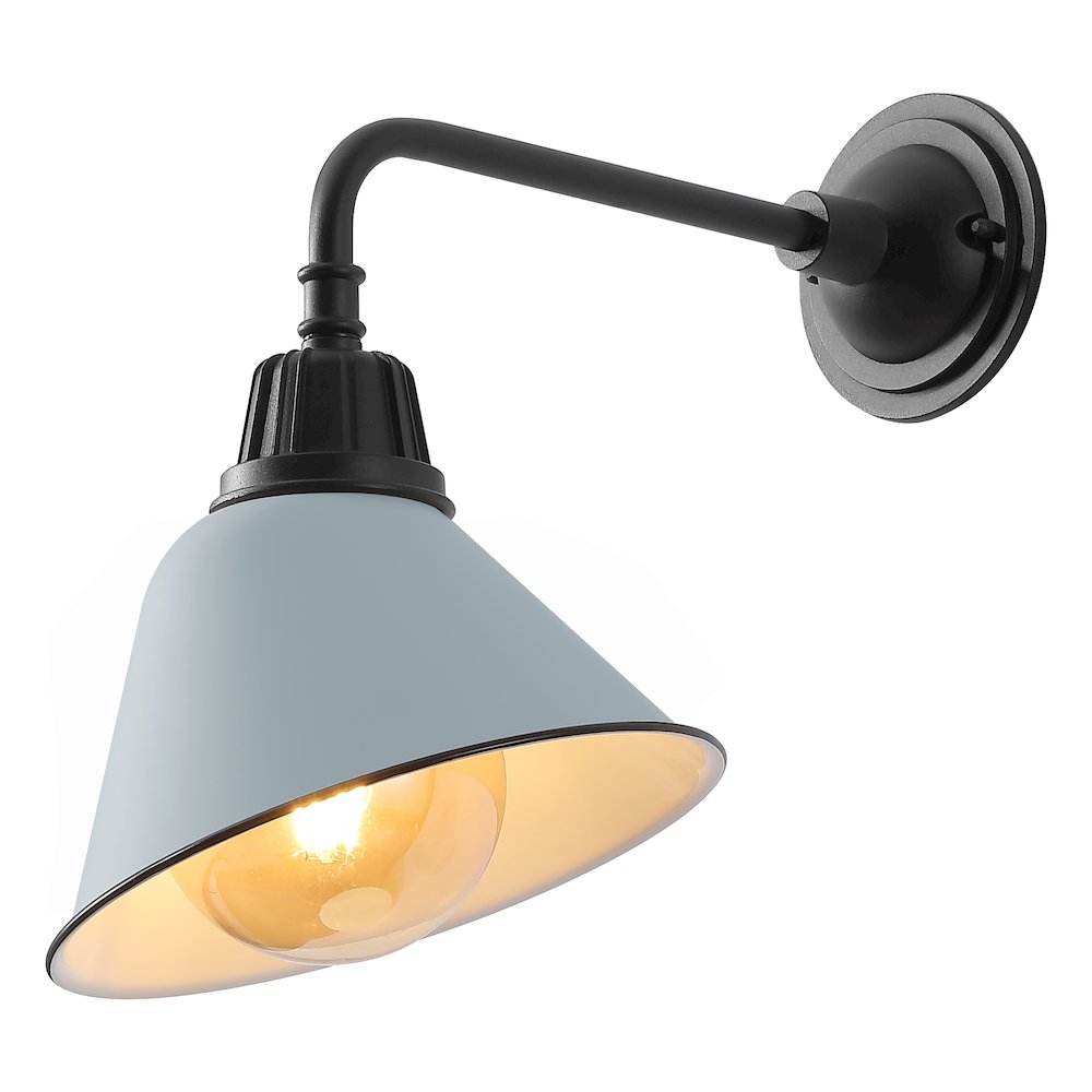 Indoor/Outdoor Iron LED Gooseneck Arm Outdoor Sconce, Matte Silver Blue. Picture 1