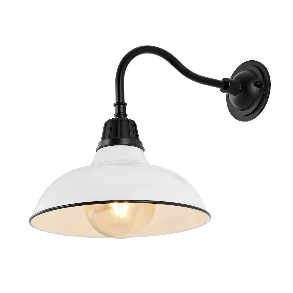 Aurora Farmhouse Industrial Indoor/Outdoor Iron Led Gooseneck Arm Outdoor Sconce. Picture 3