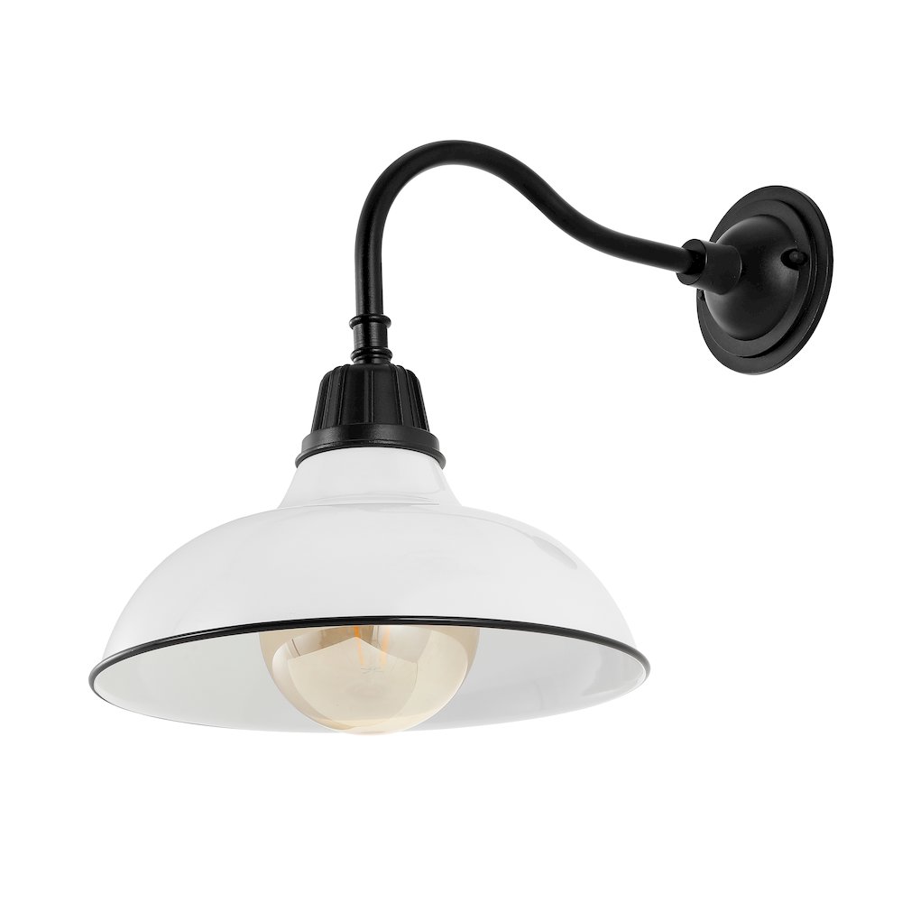 Aurora Farmhouse Industrial Indoor/Outdoor Iron Led Gooseneck Arm Outdoor Sconce. Picture 1