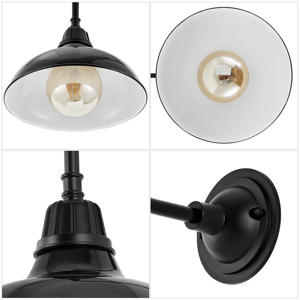 Aurora Farmhouse Industrial Indoor/Outdoor Iron Led Gooseneck Arm Outdoor Sconce. Picture 2