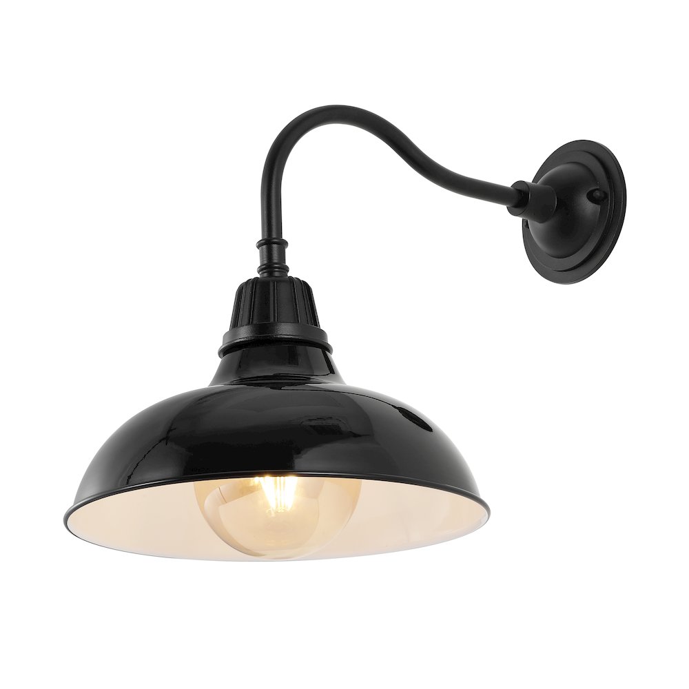 Aurora Farmhouse Industrial Indoor/Outdoor Iron Led Gooseneck Arm Outdoor Sconce. Picture 3