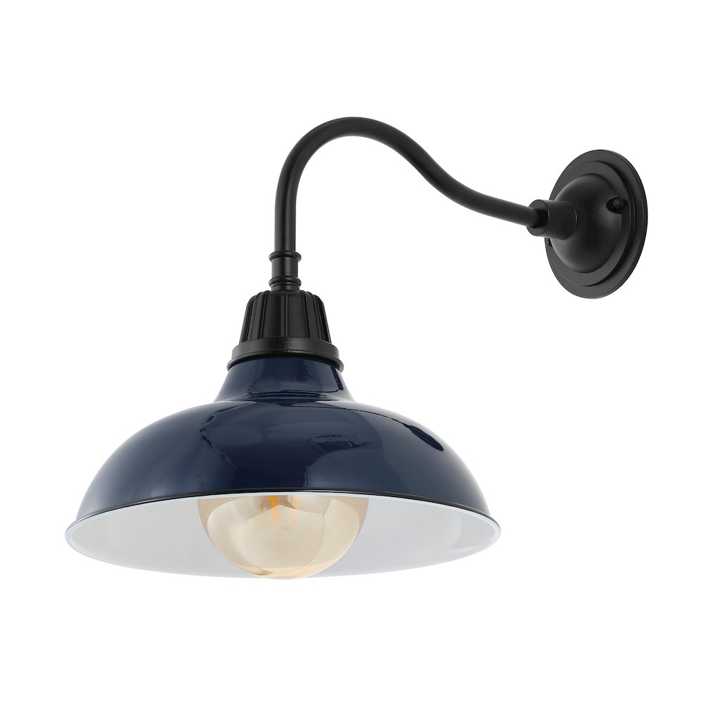 Aurora Farmhouse Industrial Indoor/Outdoor Iron Led Gooseneck Arm Outdoor Sconce. Picture 1
