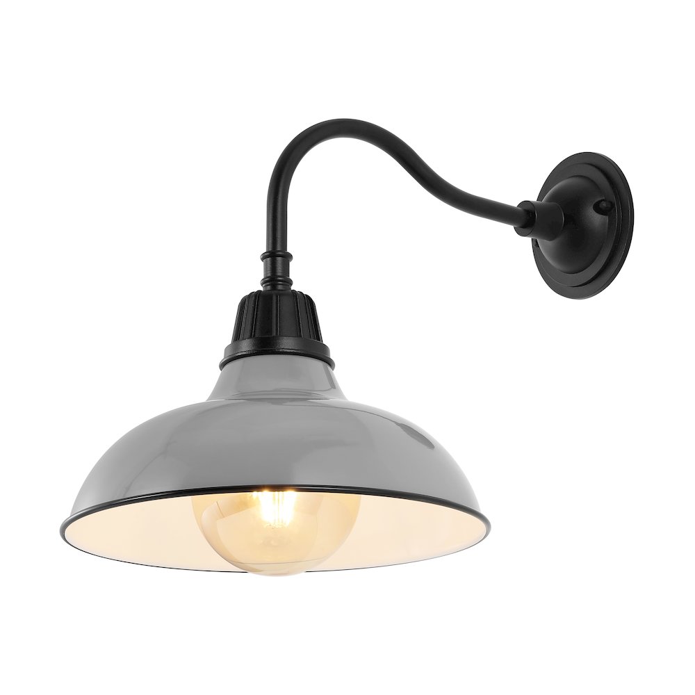 Aurora Farmhouse Industrial Indoor/Outdoor Iron Led Gooseneck Arm Outdoor Sconce. Picture 3