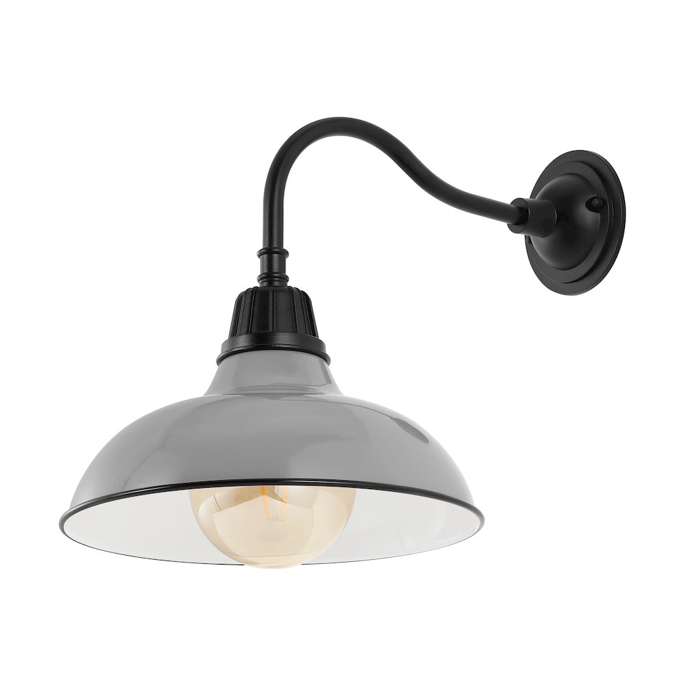 Aurora Farmhouse Industrial Indoor/Outdoor Iron Led Gooseneck Arm Outdoor Sconce. Picture 1