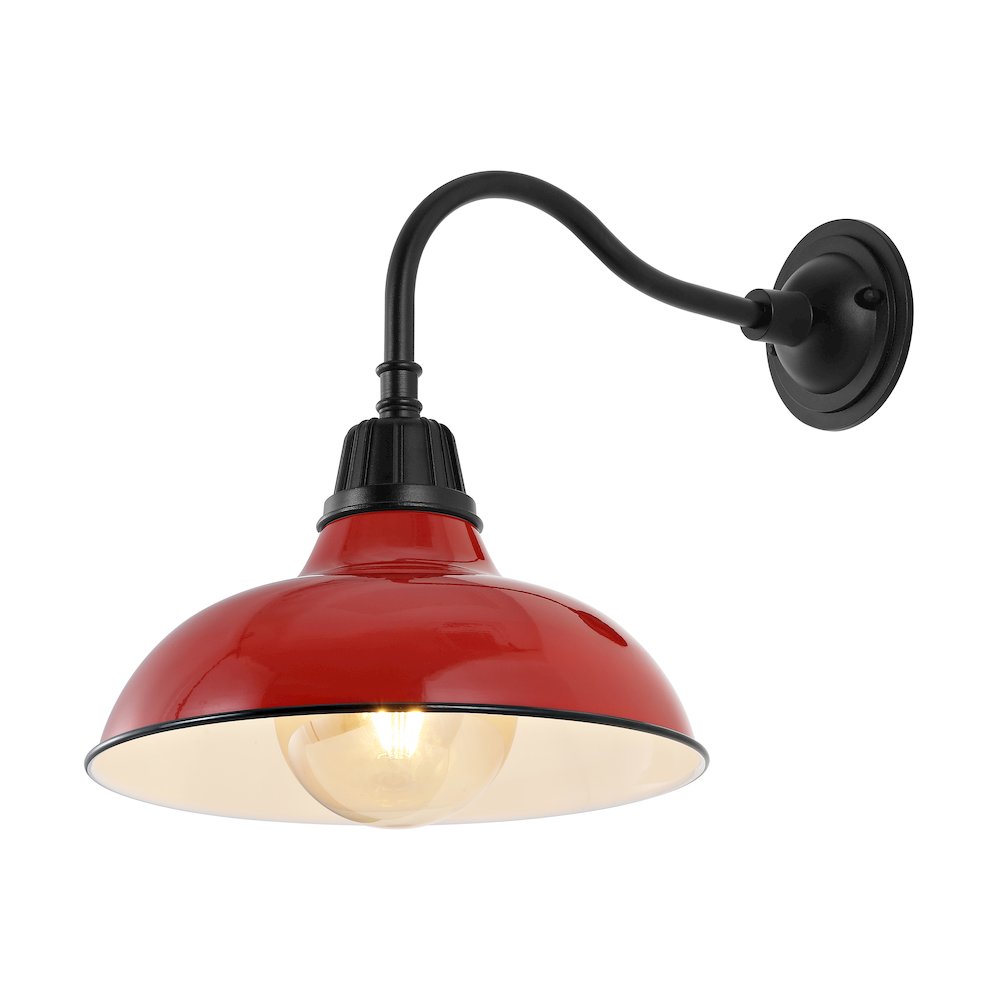 Aurora Farmhouse Industrial Indoor/Outdoor Iron Led Gooseneck Arm Outdoor Sconce. Picture 3