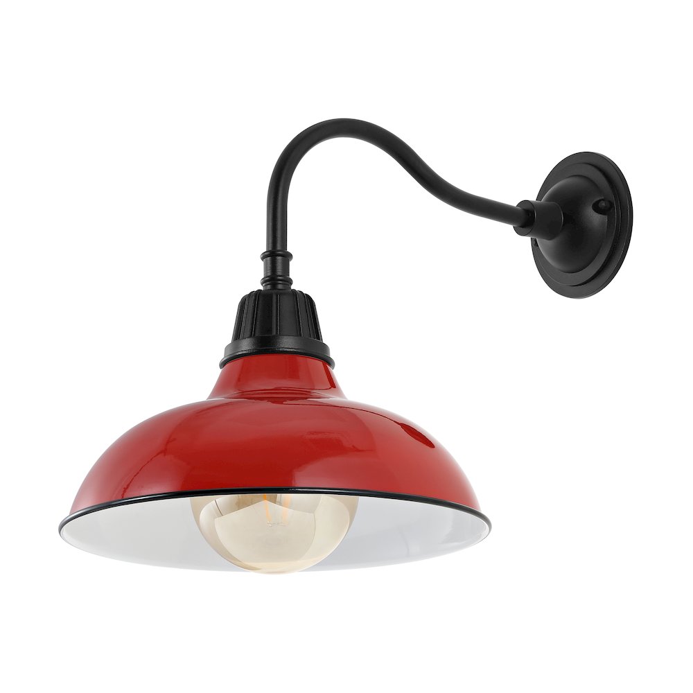 Aurora Farmhouse Industrial Indoor/Outdoor Iron Led Gooseneck Arm Outdoor Sconce. Picture 1