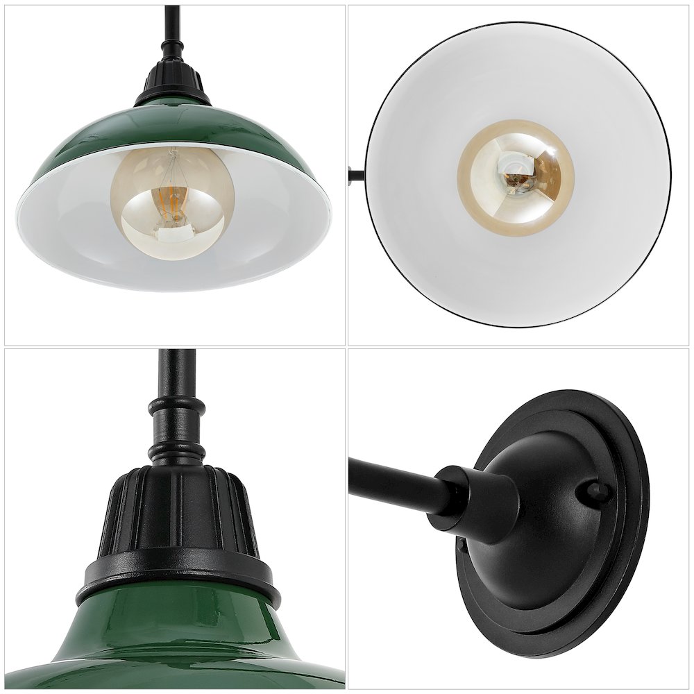 Aurora Farmhouse Industrial Indoor/Outdoor Iron Led Gooseneck Arm Outdoor Sconce. Picture 2