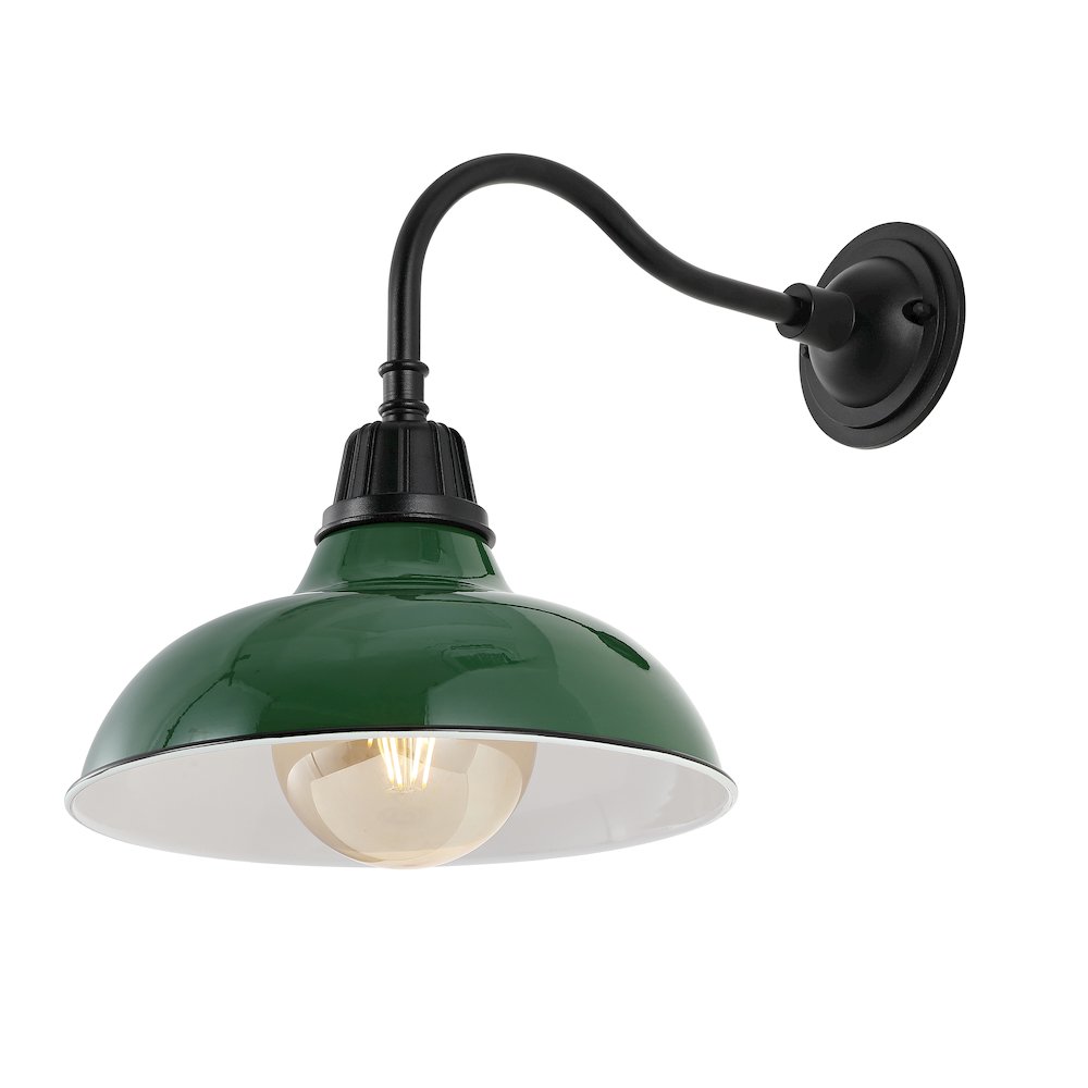 Aurora Farmhouse Industrial Indoor/Outdoor Iron Led Gooseneck Arm Outdoor Sconce. Picture 3