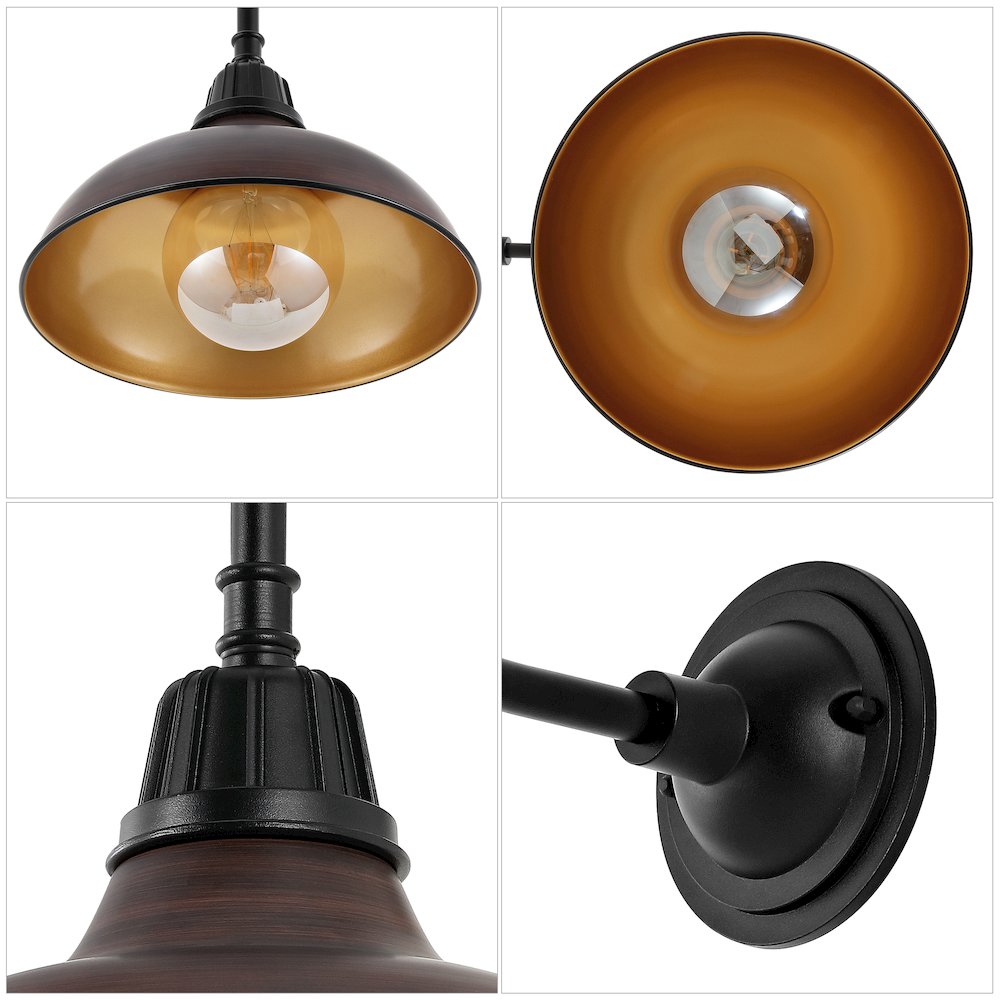 Aurora Farmhouse Industrial Indoor/Outdoor Iron Led Gooseneck Arm Outdoor Sconce. Picture 2