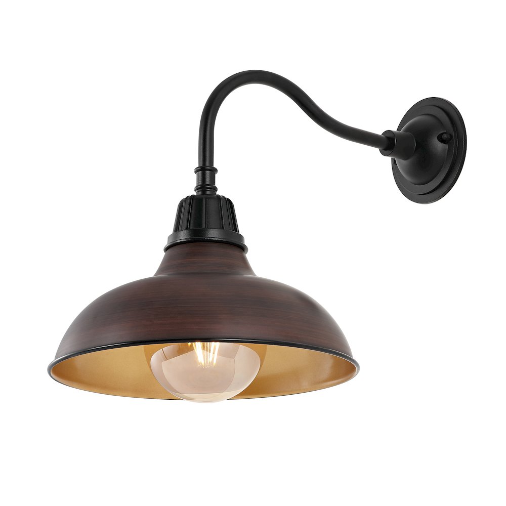Aurora Farmhouse Industrial Indoor/Outdoor Iron Led Gooseneck Arm Outdoor Sconce. Picture 3