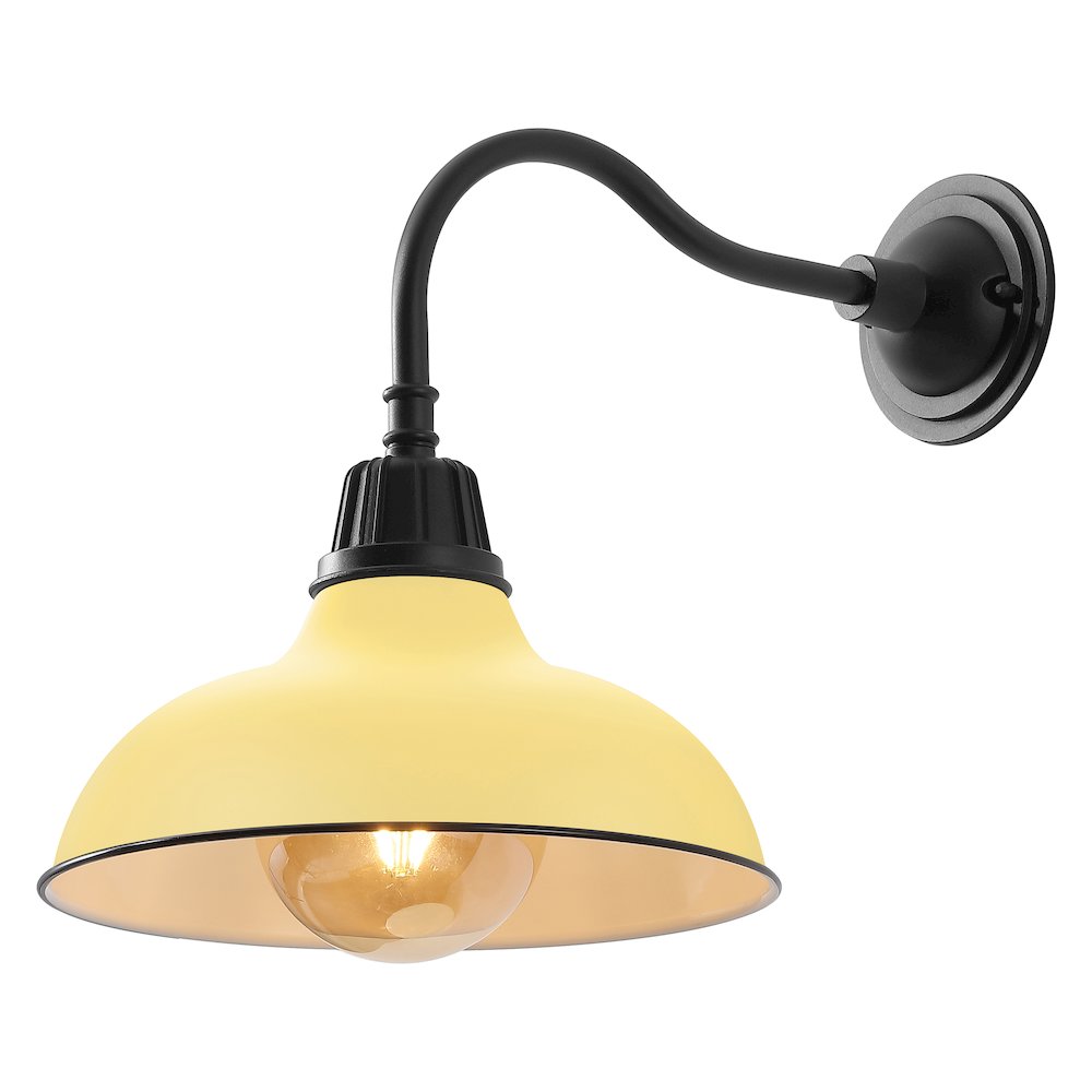 Indoor/Outdoor Iron LED Gooseneck Arm Outdoor Sconce, Matte Yellow. Picture 1