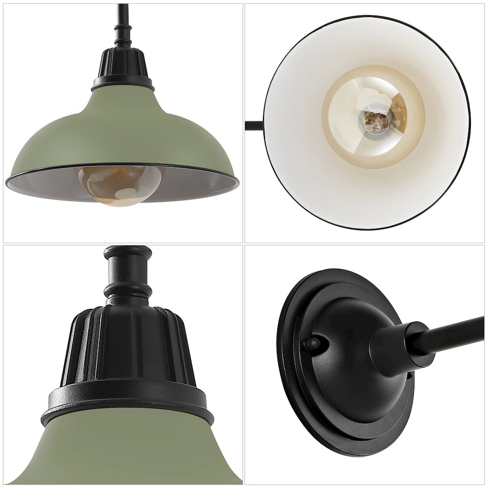 Indoor/Outdoor Iron LED Gooseneck Arm Outdoor Sconce, Matte Olive Green. Picture 4