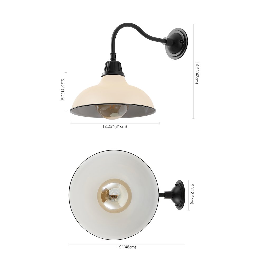 Indoor/Outdoor Iron LED Gooseneck Arm Outdoor Sconce, Matte Almond. Picture 3