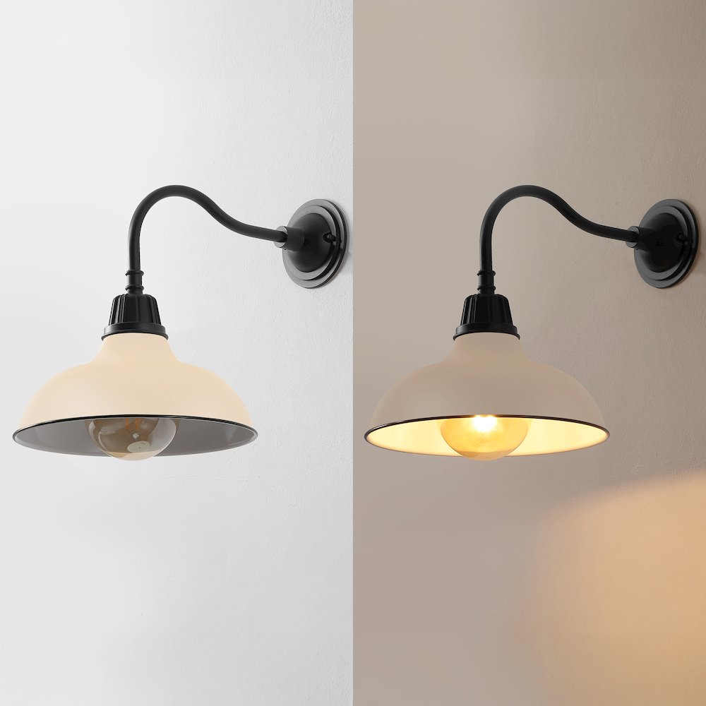 Indoor/Outdoor Iron LED Gooseneck Arm Outdoor Sconce, Matte Almond. Picture 5