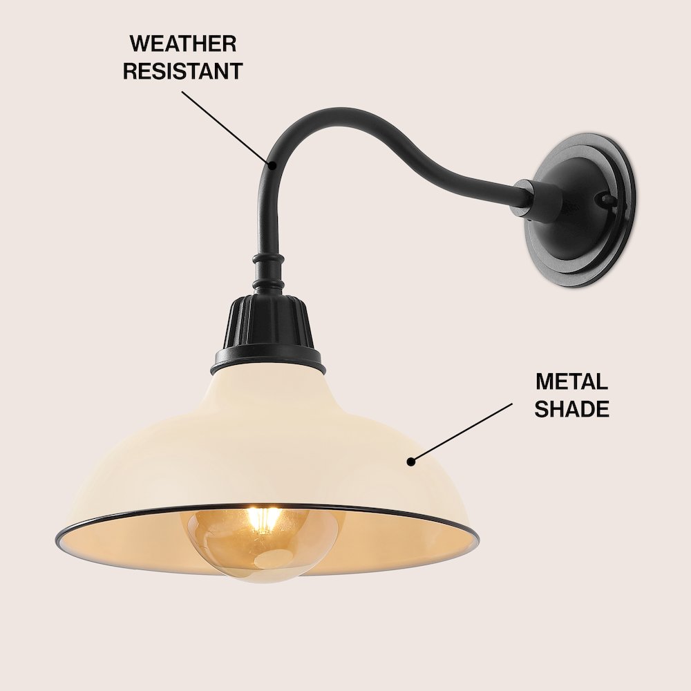Indoor/Outdoor Iron LED Gooseneck Arm Outdoor Sconce, Matte Almond. Picture 2