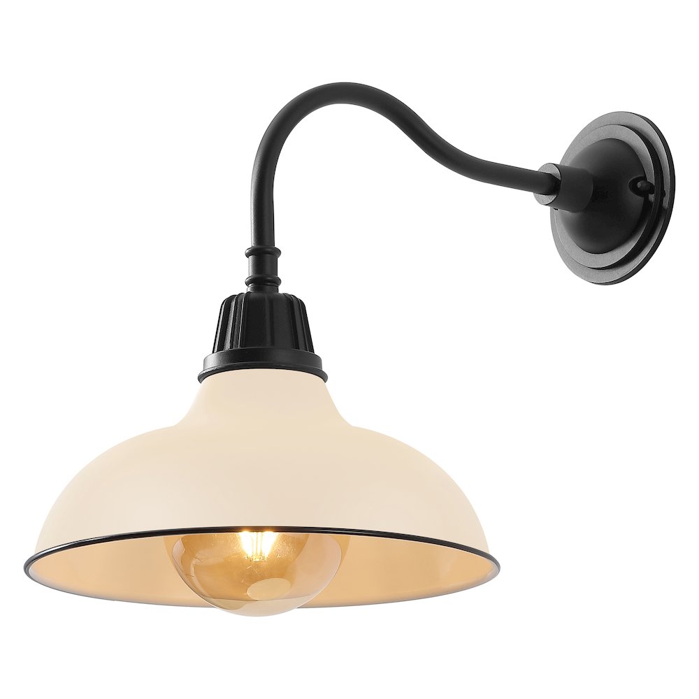 Indoor/Outdoor Iron LED Gooseneck Arm Outdoor Sconce, Matte Almond. Picture 1